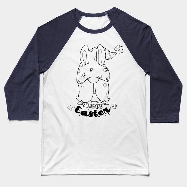 Cute bunny gnome ,happy Easter cartoon, Cartoon style. Baseball T-Shirt by 9georgeDoodle